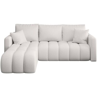 Canapé d'angle GARDA gauche blanc tricot Aragon 1 - fonction couchage, coffre à literie Canapé d'angle GARDA gauche blanc tricot Aragon 1 - fonction couchage, coffre à literie
