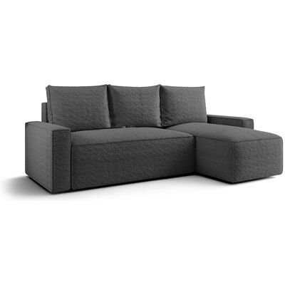 Les Tendances Canapé d’angle tissu bouclé convertible avec coffre NORE-Gris foncé-angle droit Les Tendances Canapé d’angle tissu bouclé convertible avec coffre NORE-Gris foncé-angle droit