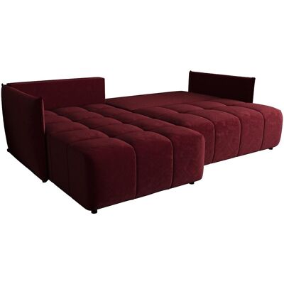 Les Tendances Canapé d’angle velours convertible avec rangement ELIO-Rouge-angle gauche Les Tendances Canapé d’angle velours convertible avec rangement ELIO-Rouge-angle gauche