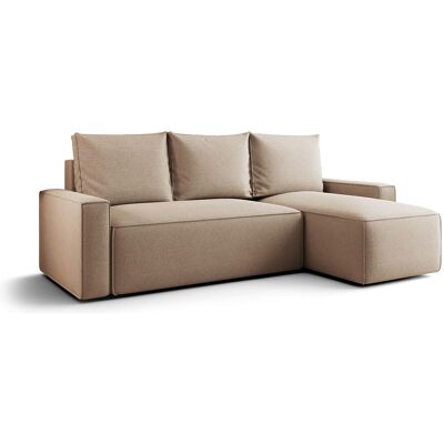 Les Tendances Canapé d’angle tissu convertible avec coffre intégré NORE-Beige foncé-angle droit Les Tendances Canapé d’angle tissu convertible avec coffre intégré NORE-Beige foncé-angle droit