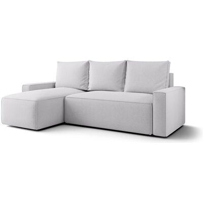 Les Tendances Canapé d’angle tissu convertible avec coffre intégré NORE-Gris clair-angle gauche Les Tendances Canapé d’angle tissu convertible avec coffre intégré NORE-Gris clair-angle gauche
