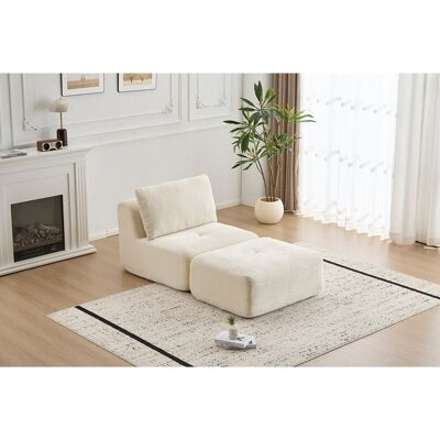 Canapé 1 place - velours côtelé - modulaire - convertible - 92x180x72 cm - beige Canapé 1 place - velours côtelé - modulaire - convertible - 92x180x72 cm - beige