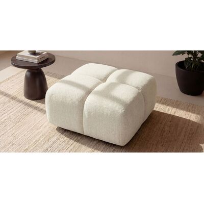 Pouf capitonné en tissu bouclé blanc cassé 88 cm - ALVERO Pouf capitonné en tissu bouclé blanc cassé 88 cm - ALVERO