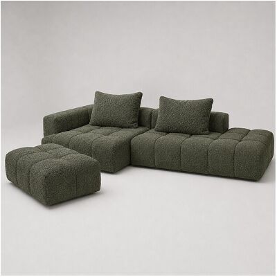 Canapé d'angle Gauche PARIS Vert Cèdre + Pouf Canapé d'angle Gauche PARIS Vert Cèdre + Pouf