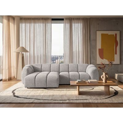 Canapé d'angle gauche tissu bouclé gris clair 280 cm - Mali Design Canapé d'angle gauche tissu bouclé gris clair 280 cm - Mali Design