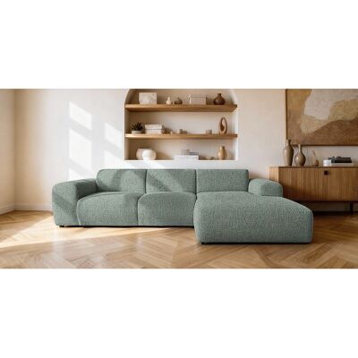 Canapé d'angle droit en tissu bouclé vert amande 310 cm - GIN Canapé d'angle droit en tissu bouclé vert amande 310 cm - GIN