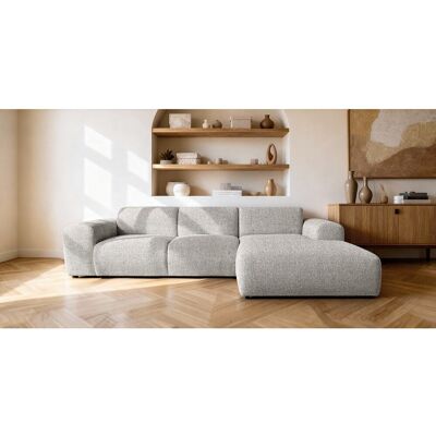 Canapé d'angle droit en tissu bouclé gris clair 310 cm - GIN Canapé d'angle droit en tissu bouclé gris clair 310 cm - GIN