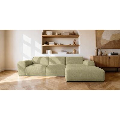 Canapé d'angle droit en tissu bouclé jaune moutarde 310 cm - GIN Canapé d'angle droit en tissu bouclé jaune moutarde 310 cm - GIN