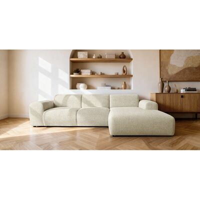 Canapé d'angle droit en tissu bouclé blanc cassé 310 cm - GIN Canapé d'angle droit en tissu bouclé blanc cassé 310 cm - GIN