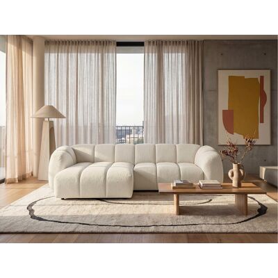 Canapé d'angle gauche tissu bouclé blanc cassé 280 cm - Mali Design Canapé d'angle gauche tissu bouclé blanc cassé 280 cm - Mali Design