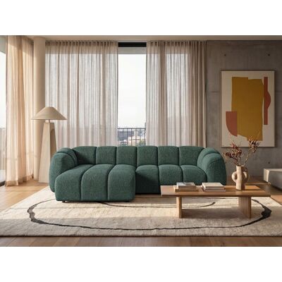 Canapé d'angle gauche tissu bouclé vert 280 cm - Mali Design Canapé d'angle gauche tissu bouclé vert 280 cm - Mali Design
