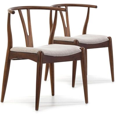 VS Venta-stock Pack 2 chaises Rustic, Couleur Noyer, Bois Massif, 55 cm x 54,5 cm x 76 cm VS Venta-stock Pack 2 chaises Rustic, Couleur Noyer, Bois Massif, 55 cm x 54,5 cm x 76 cm