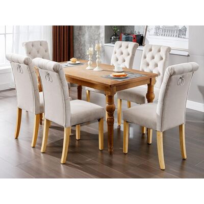 ModernLuxe Lot de 4 Chaises en velours avec pieds en chêne - Marron ModernLuxe Lot de 4 Chaises en velours avec pieds en chêne - Marron