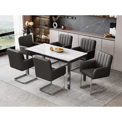 ModernLuxe Lot de 6 Chaises cantilever rembourrées en similicuir - Noir ModernLuxe Lot de 6 Chaises cantilever rembourrées en similicuir - Noir