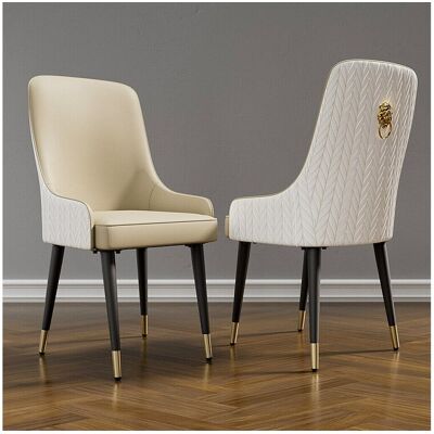 Fativo Lot de 2 Chaises Salle à Manger Chaise Beige de Cuisine en Cuir,Capacité de Charge 150kg, 43.5x43.5x90cm Fativo Lot de 2 Chaises Salle à Manger Chaise Beige de Cuisine en Cuir,Capacité de Charge 150kg, 43.5x43.5x90cm