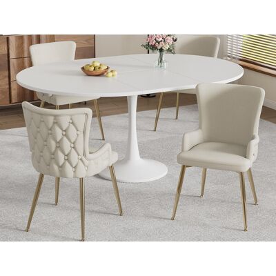 ModernLuxe Lot de 4 chaises en velours - pieds en métal doré - Beige ModernLuxe Lot de 4 chaises en velours - pieds en métal doré - Beige