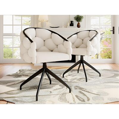 ModernLuxe Lot de 2 chaises pivotantes en velours - style de mode moderne - Beige ModernLuxe Lot de 2 chaises pivotantes en velours - style de mode moderne - Beige
