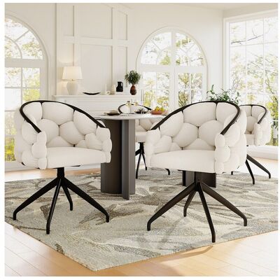 Merax Lot de 4 chaises de salle à manger pivotantes - 61 x 59 x 77.5 cm - Velours et pieds en fer - Beige + noir Merax Lot de 4 chaises de salle à manger pivotantes - 61 x 59 x 77.5 cm - Velours et pieds en fer - Beige + noir