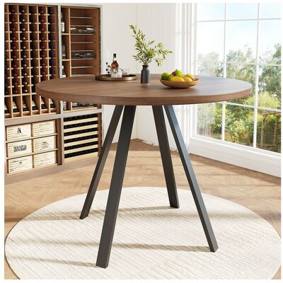 Merax Table à manger ronde 4 à 6 couverts - 80 x 80 x 75 cm - MDF et pieds en métal - Couleur noyer Merax Table à manger ronde 4 à 6 couverts - 80 x 80 x 75 cm - MDF et pieds en métal - Couleur noyer