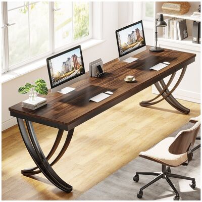Tribesigns Bureau Informatique, Table d'ordinateur Portable, Double Bureau Long pour Chambre de Bureau à Domicile, 200 x 70 x 75 cm, Marron Rustique Tribesigns Bureau Informatique, Table d'ordinateur Portable, Double Bureau Long pour Chambre de Bureau à Domicile, 200 x 70 x 75 cm, Marron Rustique
