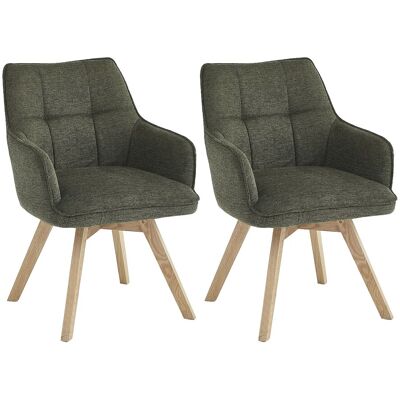 Casa Vital Lot de 2 chaises de salle à manger - tissu et métal - vert - VINAL Casa Vital Lot de 2 chaises de salle à manger - tissu et métal - vert - VINAL