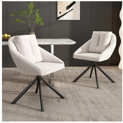 Merax Lot de 2 Chaises salle à manger en velours - 79 x 51.5 x 51.5 cm - pivotante élégante et confortable - avec coussins - beige Merax Lot de 2 Chaises salle à manger en velours - 79 x 51.5 x 51.5 cm - pivotante élégante et confortable - avec coussins - beige