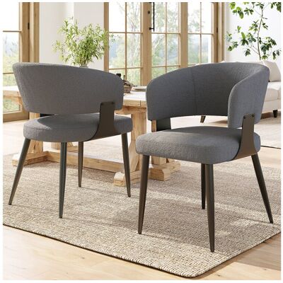 Merax Lot de 2 chaises de salle à manger - 54 x 59 x 81.5 cm - chaise maquillage - Tissu + Métal - gris Merax Lot de 2 chaises de salle à manger - 54 x 59 x 81.5 cm - chaise maquillage - Tissu + Métal - gris
