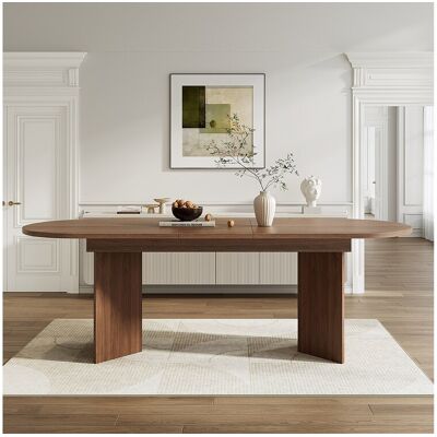 Merax Table à manger extensible - 160/200 x 90 x 75 cm - pour 4 à 6 personnes - style simple - MDF - marron Merax Table à manger extensible - 160/200 x 90 x 75 cm - pour 4 à 6 personnes - style simple - MDF - marron