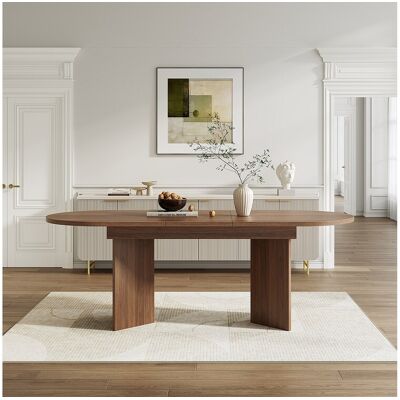 Merax Table à manger extensible - 120/160 x 80 x 75.5 cm - pour 4 à 6 personnes - style simple - MDF - marron Merax Table à manger extensible - 120/160 x 80 x 75.5 cm - pour 4 à 6 personnes - style simple - MDF - marron