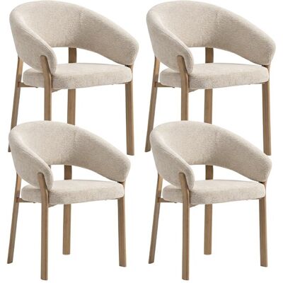 Lot de 4 chaises de salle à manger Cosy - Tissu Beige / Pieds Chêne Lot de 4 chaises de salle à manger Cosy - Tissu Beige / Pieds Chêne