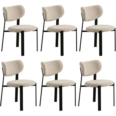 Lot de 6 chaises de salle à manger Luma - Tissu Beige / Pieds Noirs Lot de 6 chaises de salle à manger Luma - Tissu Beige / Pieds Noirs