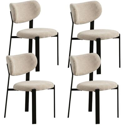 Lot de 4 chaises de salle à manger Luma - Tissu Beige / Pieds Noirs Lot de 4 chaises de salle à manger Luma - Tissu Beige / Pieds Noirs