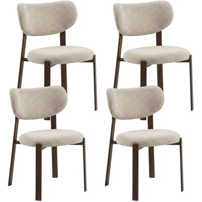 Lot de 4 chaises de salle à manger Luma - Tissu Beige / Pieds Noyer Lot de 4 chaises de salle à manger Luma - Tissu Beige / Pieds Noyer