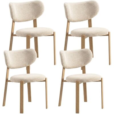 Lot de 4 chaises de salle à manger Luma - Tissu Beige / Pieds Chêne Lot de 4 chaises de salle à manger Luma - Tissu Beige / Pieds Chêne