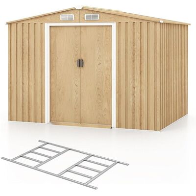 Costway Abri de Jardin 5㎡ en Acier Galvanisé Anti-UV, 259 x 196 x 184 CM, Cabane de Jardin avec Fondation et Porte Coulissante, Rampe, 4 Trous d’Aération, 4 Gants Inclus Costway Abri de Jardin 5㎡ en Acier Galvanisé Anti-UV, 259 x 196 x 184 CM, Cabane de Jardin avec Fondation et Porte Coulissante, Rampe, 4 Trous d’Aération, 4 Gants Inclus