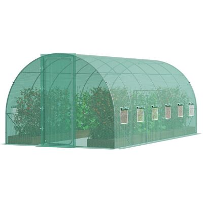 Serre Tunnel SucceBuy 590x295x225 cm, Serre pour Jardinage Extérieur, Cadre en Acier Galvanisé, Vert Serre Tunnel SucceBuy 590x295x225 cm, Serre pour Jardinage Extérieur, Cadre en Acier Galvanisé, Vert