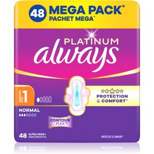 Always Platinum Normal Size 1 serviettes hygiéniques avec ailettes 48 pcs Always Platinum Normal Size 1 serviettes hygiéniques avec ailettes 48 pcs
