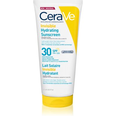 CeraVe Invisible Hydrating Sunscreen SPF 30 lait solaire visage et corps SPF 30 177 ml CeraVe Invisible Hydrating Sunscreen SPF 30 lait solaire visage et corps SPF 30 177 ml