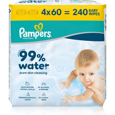 Pampers 99% Water Baby Wipes lingettes nettoyantes pour enfant 4x60 pcs Pampers 99% Water Baby Wipes lingettes nettoyantes pour enfant 4x60 pcs