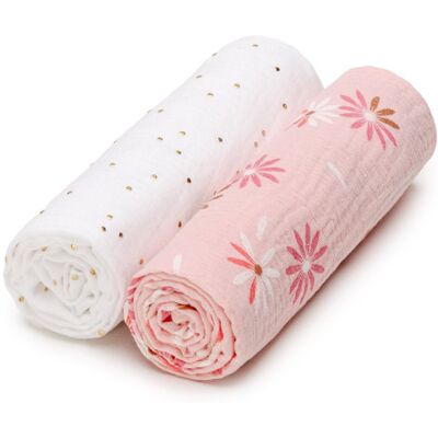 T-TOMI BIO Muslin Diapers couches lavables Lily 65x65 cm 2 pcs T-TOMI BIO Muslin Diapers couches lavables Lily 65x65 cm 2 pcs