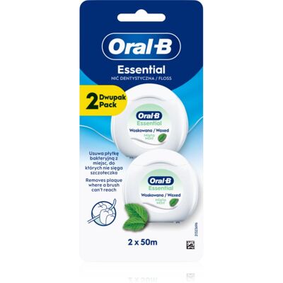 Oral-B Essential Floss Mint fil dentaire ciré saveur de menthe 2x50 m Oral-B Essential Floss Mint fil dentaire ciré saveur de menthe 2x50 m