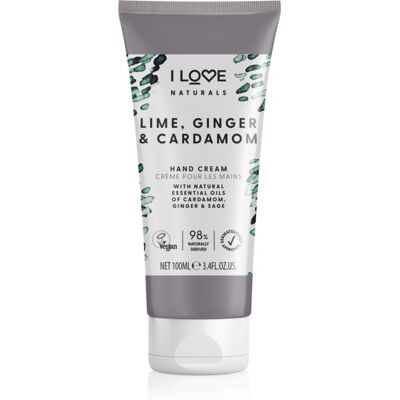 I Love Naturals Lime, Ginger & Cardamom crème mains 100 ml I Love Naturals Lime, Ginger & Cardamom crème mains 100 ml
