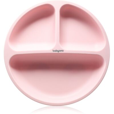 BabyOno Siilicone Plate 6m+ assiette divisée avec ventouse Pink 1 pcs BabyOno Siilicone Plate 6m+ assiette divisée avec ventouse Pink 1 pcs