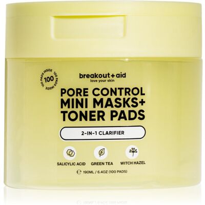 breakout + aid Pore Control Mini Masks + Toner Pads patchs toniques à l’acide salicylique 100 pcs breakout + aid Pore Control Mini Masks + Toner Pads patchs toniques à l’acide salicylique 100 pcs