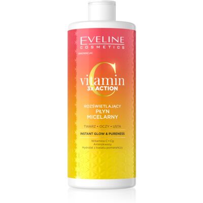Eveline Cosmetics Vitamin C 3x Action eau micellaire éclat et hydratation 500 ml Eveline Cosmetics Vitamin C 3x Action eau micellaire éclat et hydratation 500 ml
