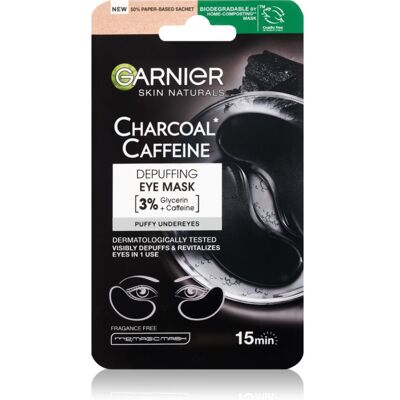 Garnier Skin Naturals Masque pour les yeux au charbon et caféine - Masque rafraîchissant Garnier Skin Naturals Masque pour les yeux au charbon et caféine - Masque rafraîchissant