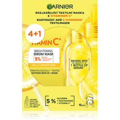 Garnier Textil Masks Brightening Pack masque tissu éclat à la vitamine C Garnier Textil Masks Brightening Pack masque tissu éclat à la vitamine C