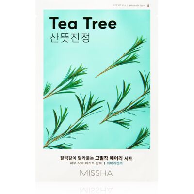 Missha Airy Fit Tea Tree masque tissu purifiant et rafraîchissant peaux sensibles 19 g Missha Airy Fit Tea Tree masque tissu purifiant et rafraîchissant peaux sensibles 19 g