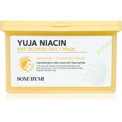 Some By Mi Yuja Niacin Anti Blemish Daily Mask masque tissu éclat pour un teint unifié grand format 30 pcs Some By Mi Yuja Niacin Anti Blemish Daily Mask masque tissu éclat pour un teint unifié grand format 30 pcs