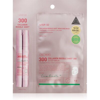 VT Cosmetics Collagen Reedle Shot 300 2 Step Mask masque liftant et fortifiant pour un traitement de la peau en deux étapes 26.5 g VT Cosmetics Collagen Reedle Shot 300 2 Step Mask masque liftant et fortifiant pour un traitement de la peau en deux étapes 26.5 g